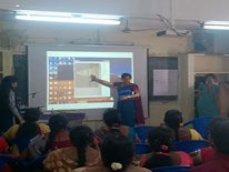 The working of the Tactograph, a tactile printer, being demonstrated to teachers from SSA schools.